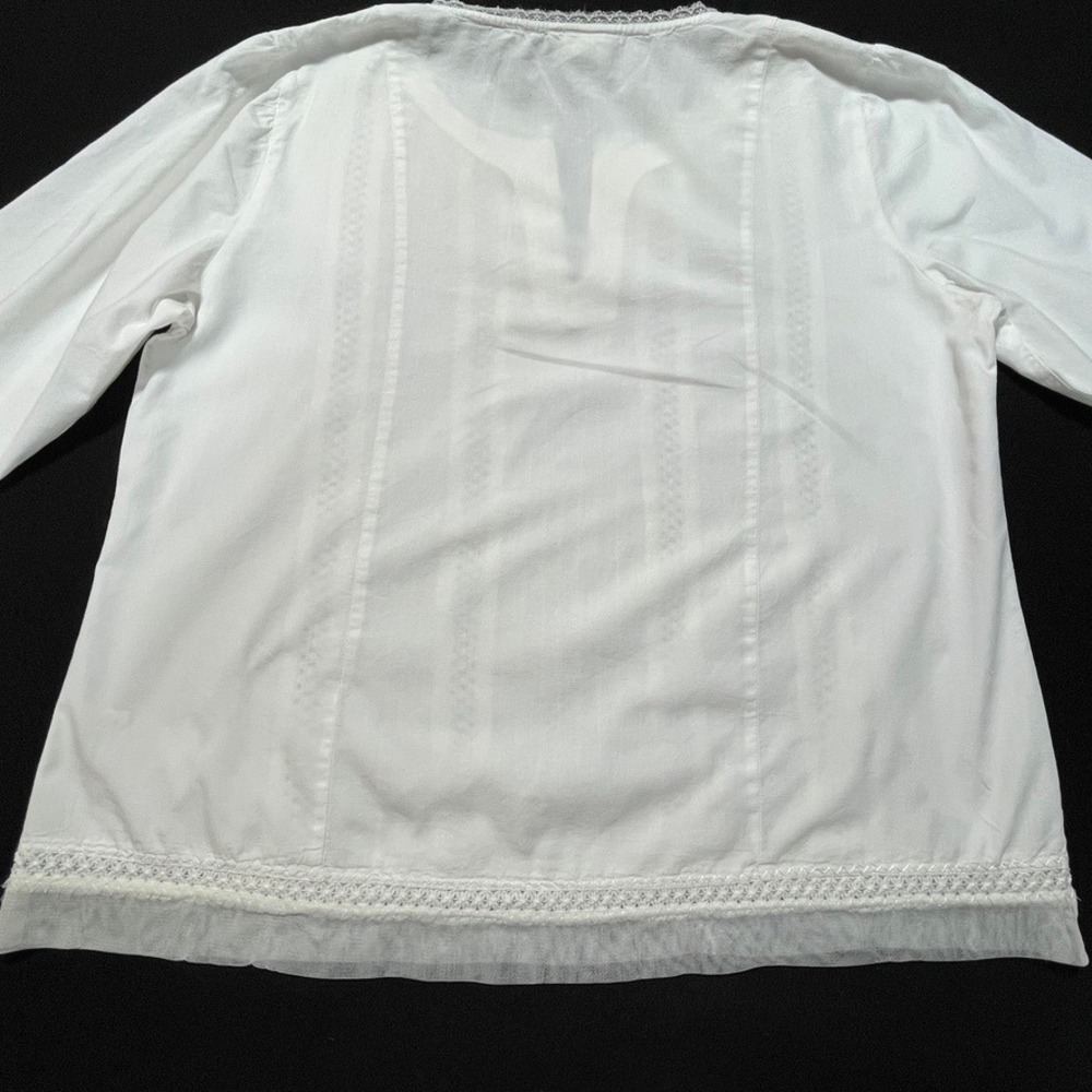 Faded Glory White Embroidered Cotton Peasant Blouse Boho Cottagecore L - Picture 6 of 7